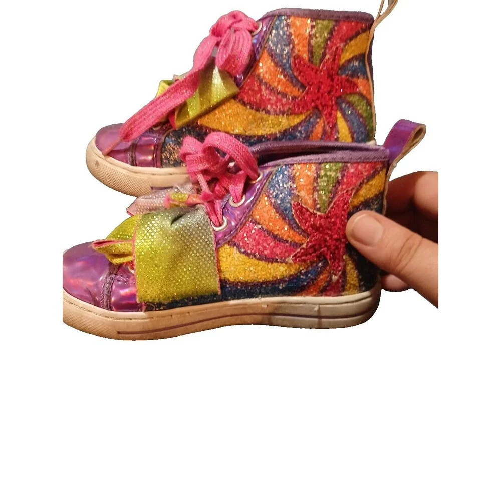 JoJo Siwa Sparkle Swirl Rainbow Star Bow Sneakers Kids 10